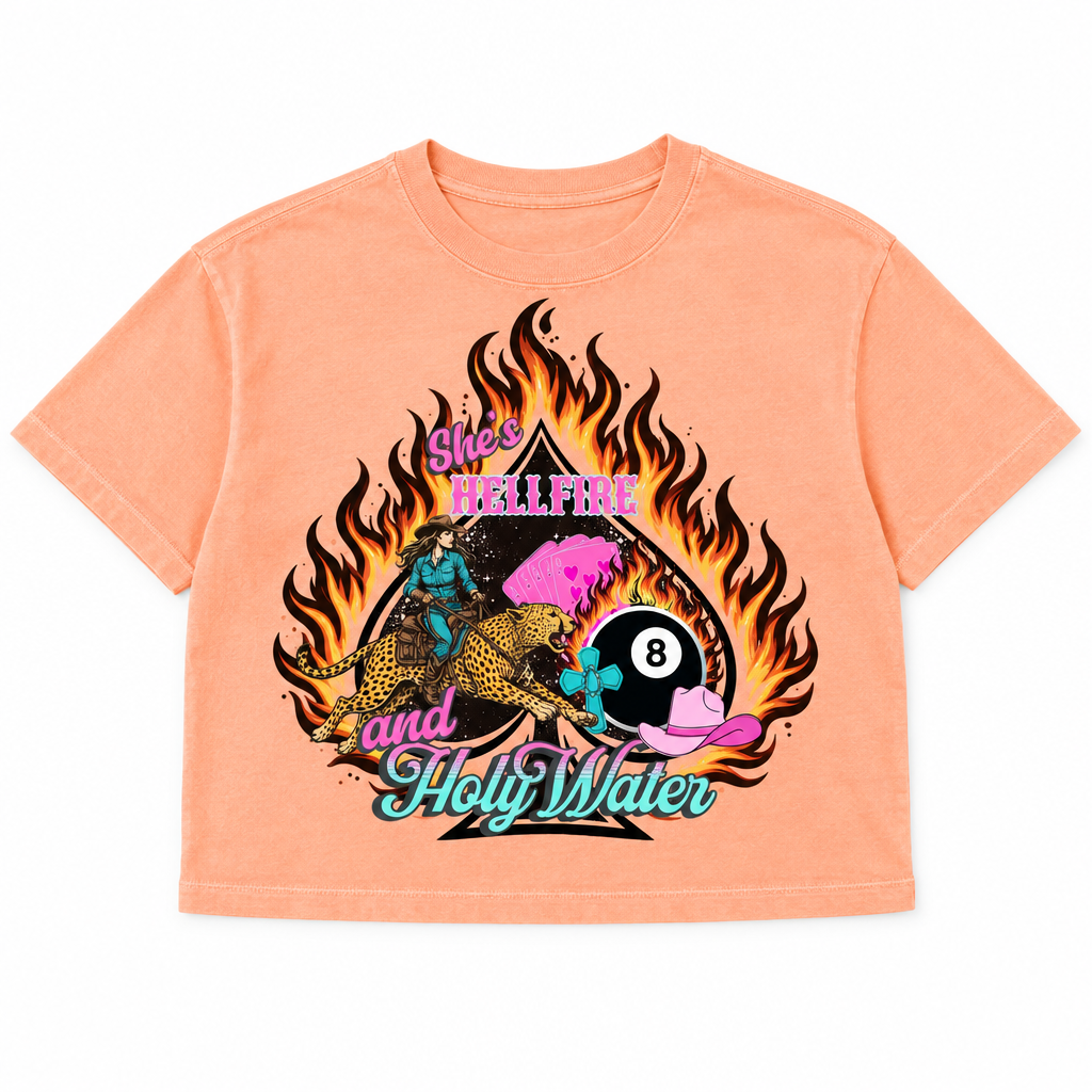Hell Fire &amp; Holy Water Western Crop Graphic Tee
