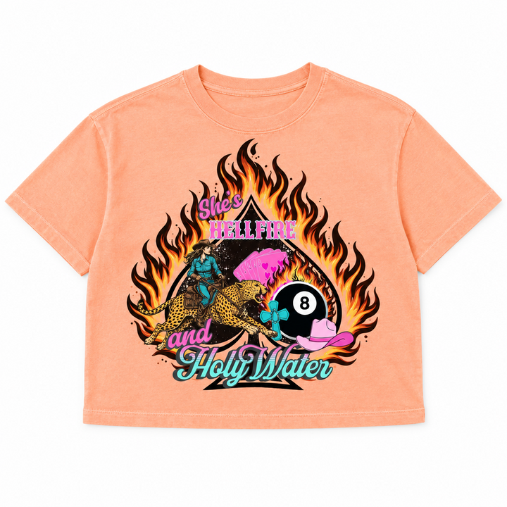 Hell Fire &amp; Holy Water Western Crop Graphic Tee