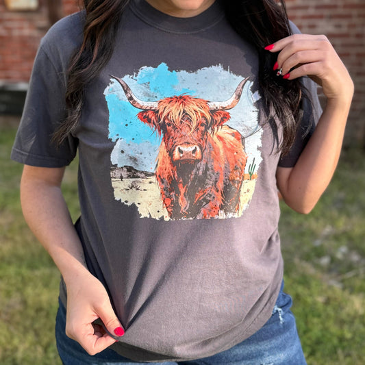 Envy Stylz Boutique Women - Apparel - Shirts - T-Shirts Highland Cow Western Graphic Tee