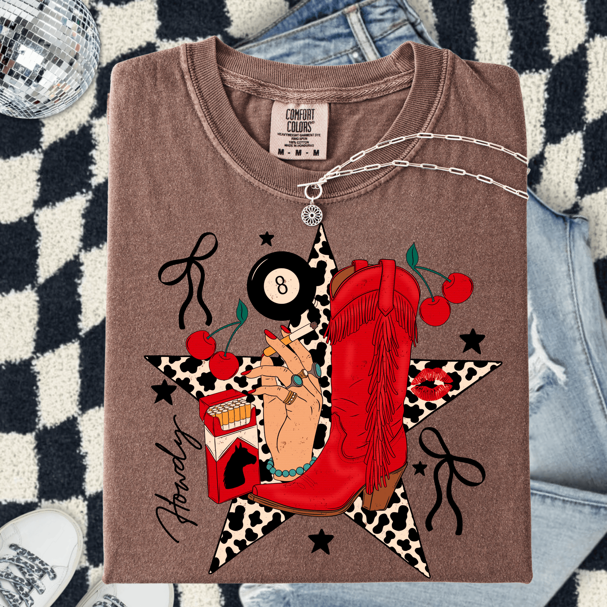 Envy Stylz Boutique Women - Apparel - Shirts - T-Shirts Howdy 8 ball Star Graphic Tee