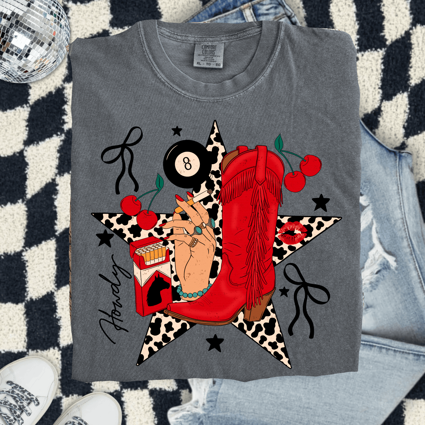 Envy Stylz Boutique Women - Apparel - Shirts - T-Shirts Howdy 8 ball Star Graphic Tee