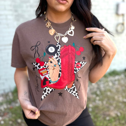Envy Stylz Boutique Women - Apparel - Shirts - T-Shirts Howdy 8 ball Star Graphic Tee