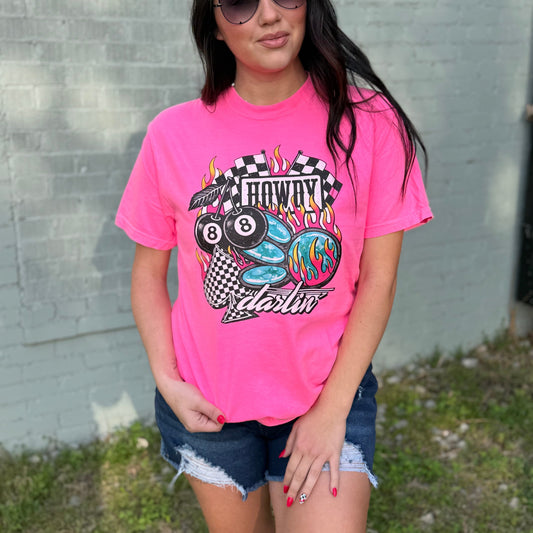 Envy Stylz Boutique Women - Apparel - Shirts - T-Shirts Howdy Darlin' 8 Ball Flames Graphic Tee Shirt