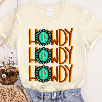 Envy Stylz Boutique Women - Apparel - Shirts - T-Shirts Howdy Turquoise Graphic Tee