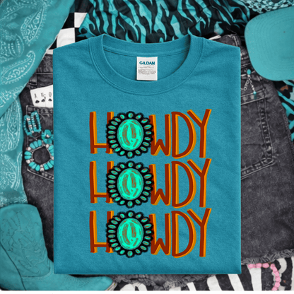 Envy Stylz Boutique Women - Apparel - Shirts - T-Shirts Howdy Turquoise Graphic Tee