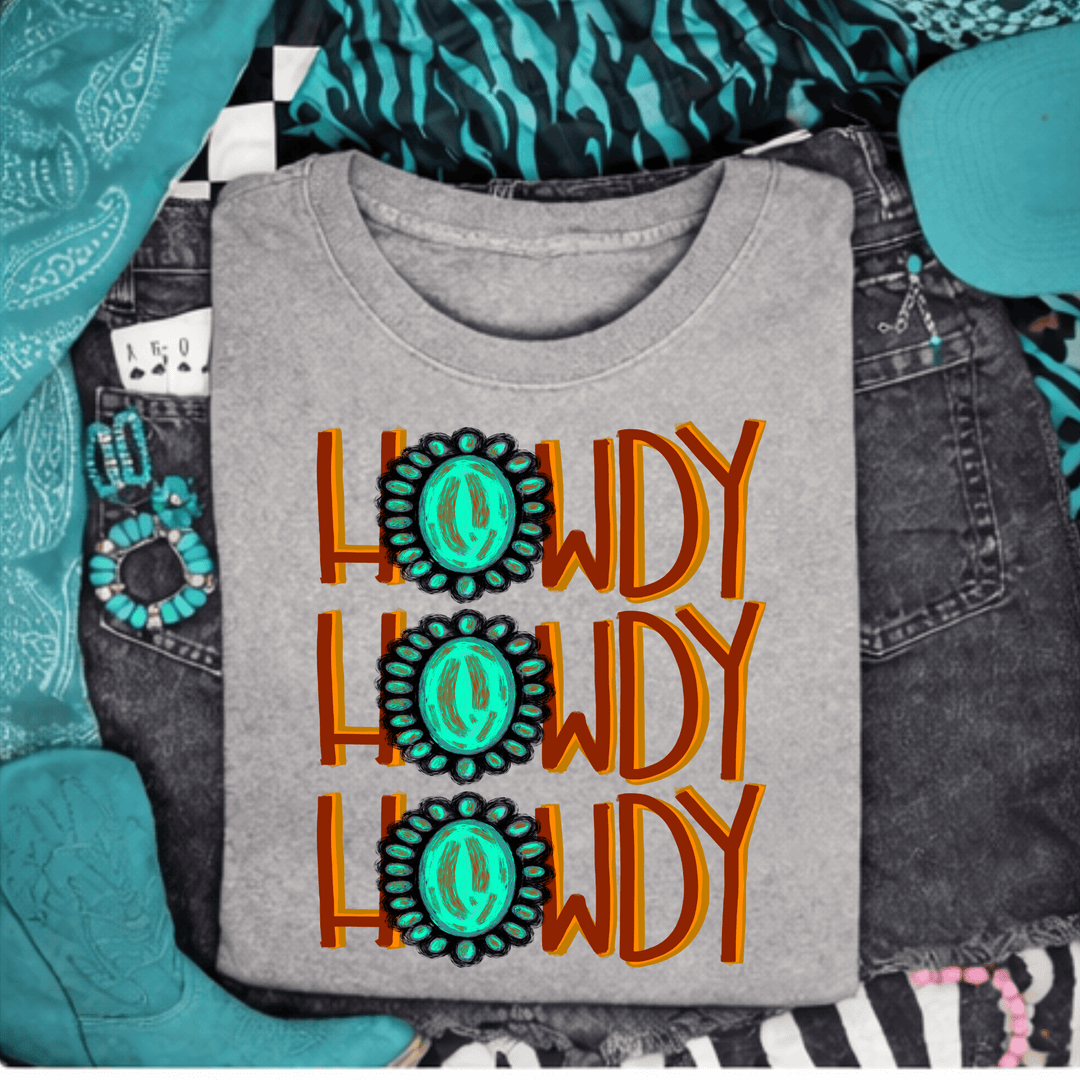 Envy Stylz Boutique Women - Apparel - Shirts - T-Shirts Howdy Turquoise Graphic Tee