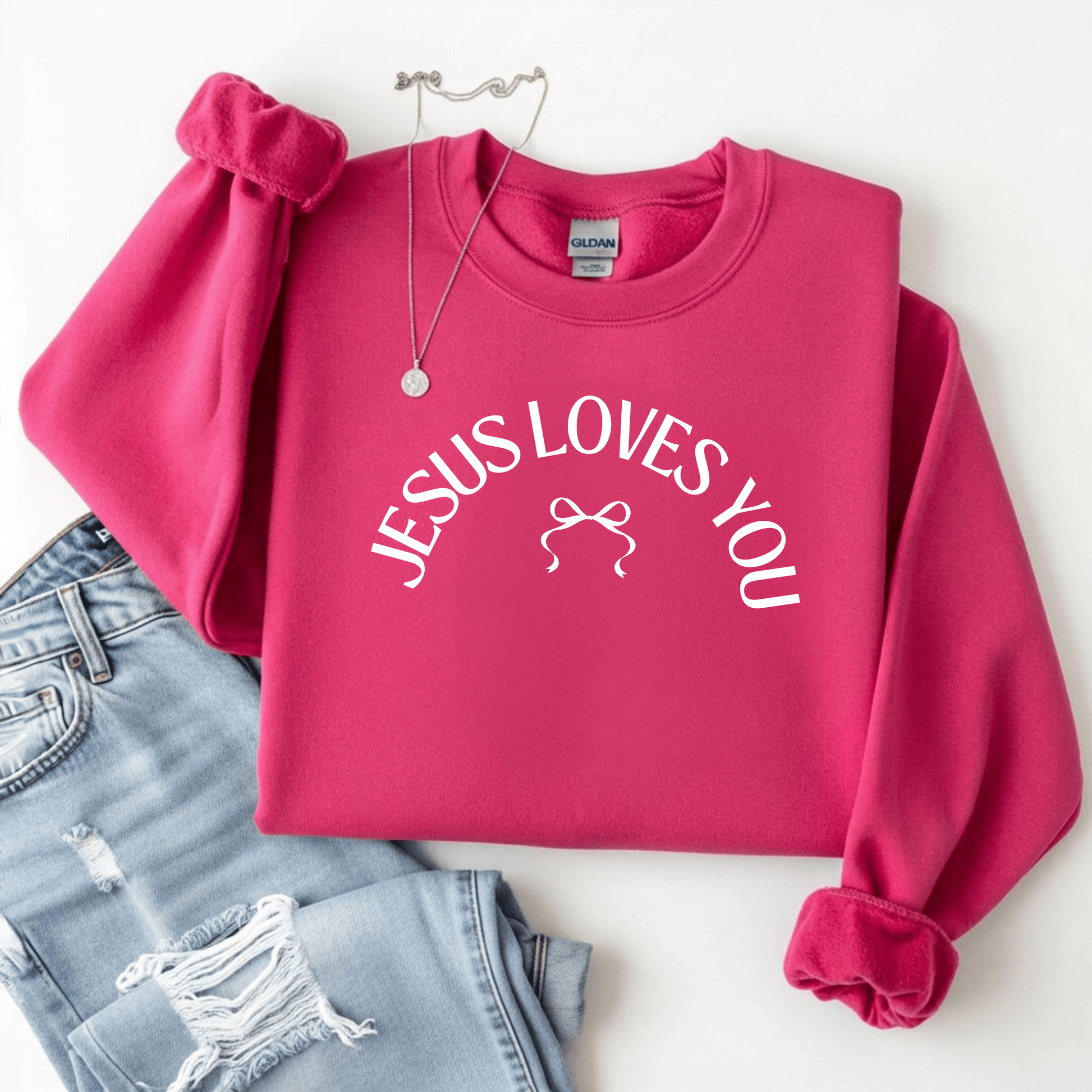 Envy Stylz Boutique Women - Apparel - Shirts - T-Shirts Jesus Loves You Graphic Crewneck