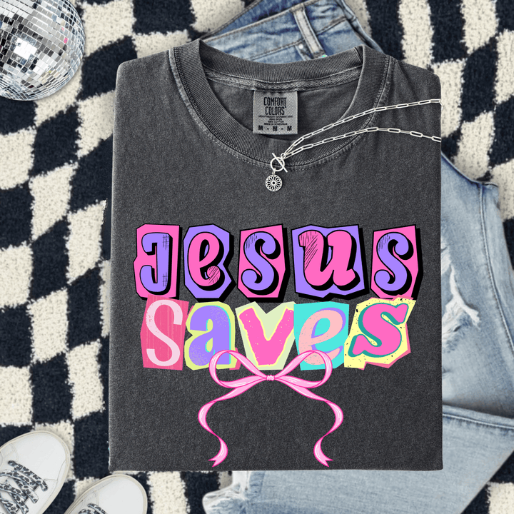 Envy Stylz Boutique Women - Apparel - Shirts - T-Shirts Jesus Saves Scrapbook Graphic Tee