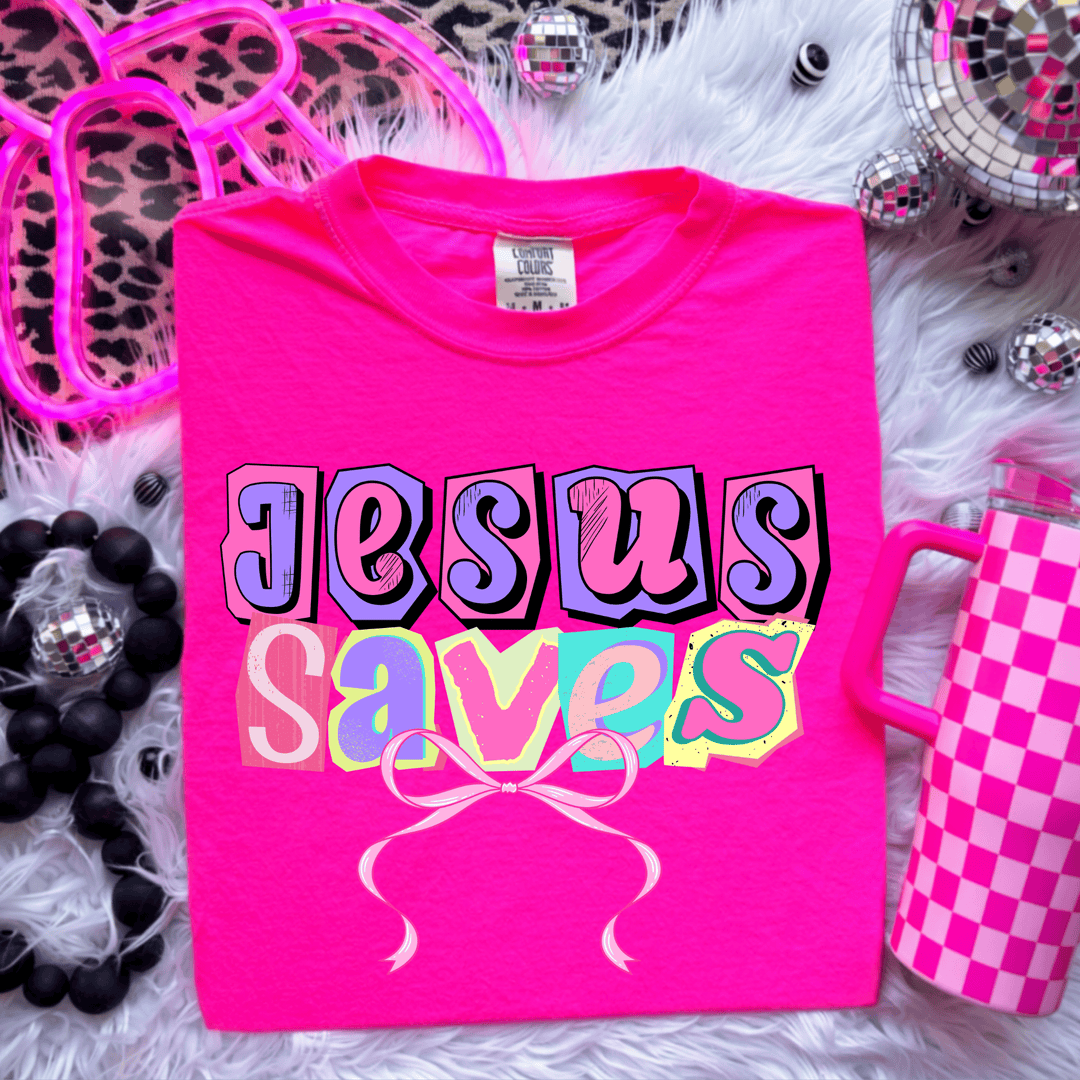 Envy Stylz Boutique Women - Apparel - Shirts - T-Shirts Jesus Saves Scrapbook Graphic Tee