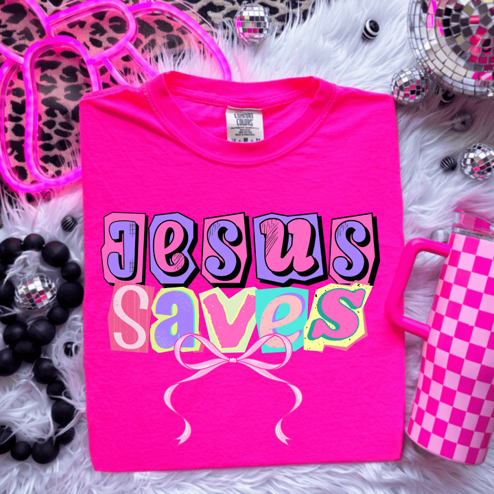 Envy Stylz Boutique Women - Apparel - Shirts - T-Shirts Jesus Saves Scrapbook Graphic Tee