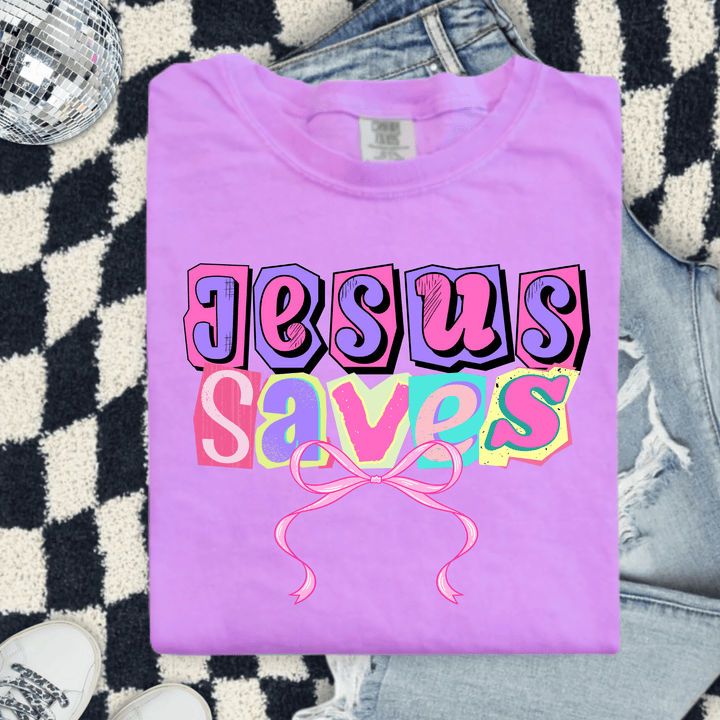 Envy Stylz Boutique Women - Apparel - Shirts - T-Shirts Jesus Saves Scrapbook Graphic Tee