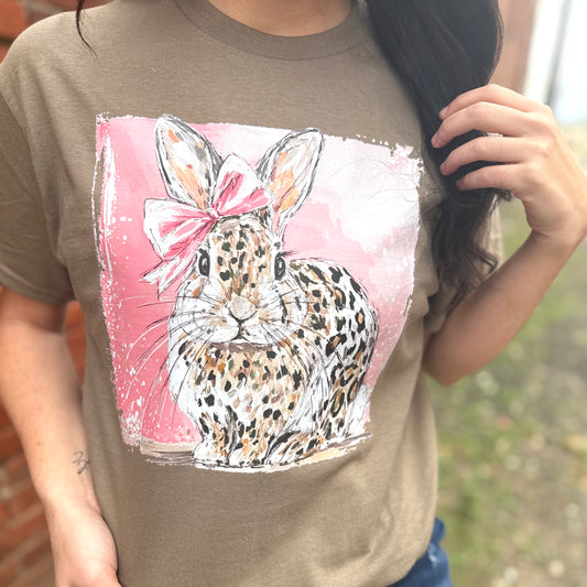 Envy Stylz Boutique Women - Apparel - Shirts - T-Shirts Leopard Bunny Graphic Tee | Wild & Cute Animal Print Shirt