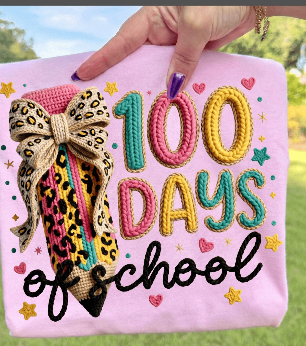 Envy Stylz Boutique Women - Apparel - Shirts - T-Shirts Leopard Pencil 100 Days Graphic Tee