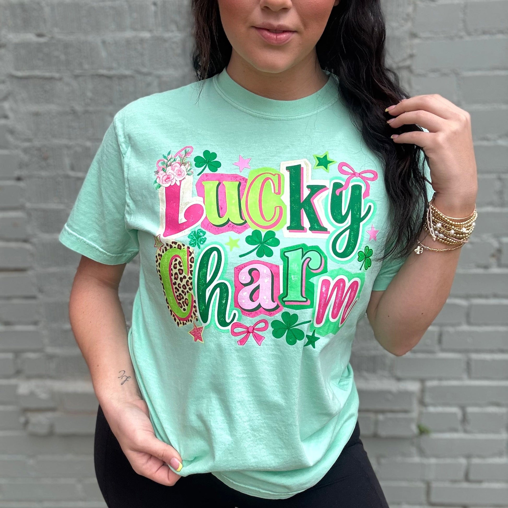 Envy Stylz Boutique Women - Apparel - Shirts - T-Shirts Lucky Charm Bow Graphic Tee