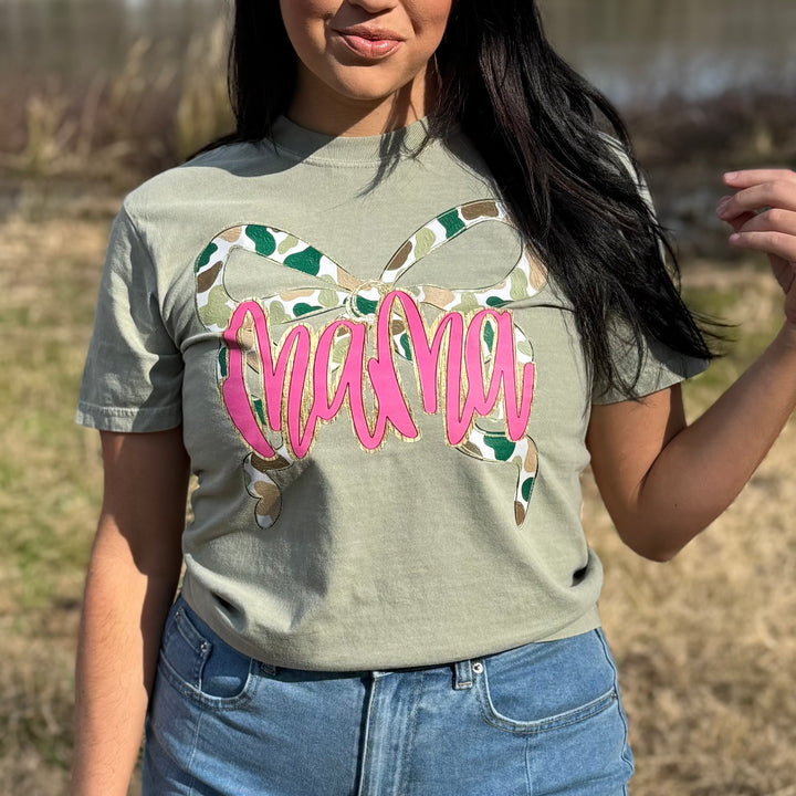 Envy Stylz Boutique Women - Apparel - Shirts - T-Shirts Mama Camo Bow Faux Glitter Graphic Tee