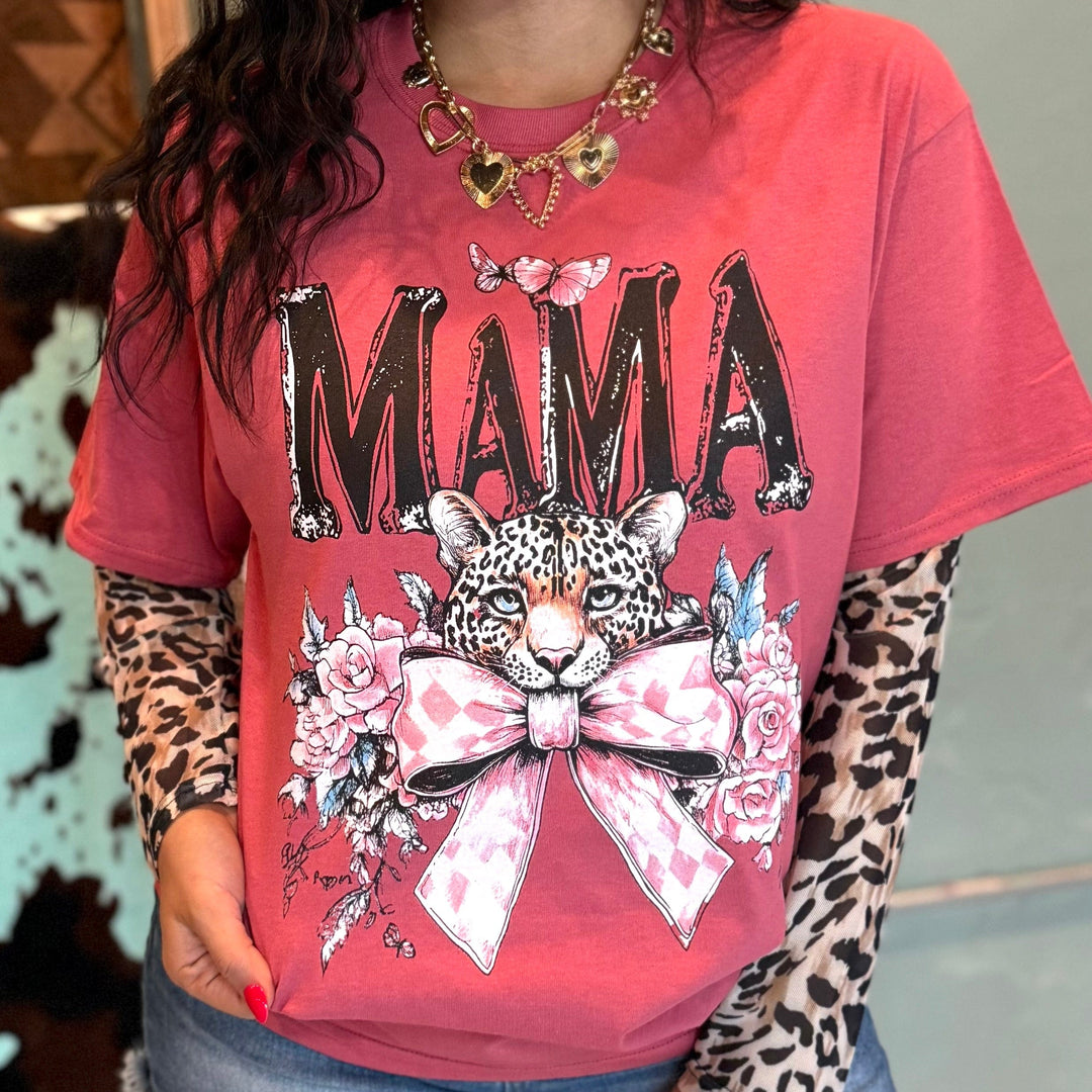 Envy Stylz Boutique Women - Apparel - Shirts - T-Shirts Mama Cheetah Bow Graphic Tee
