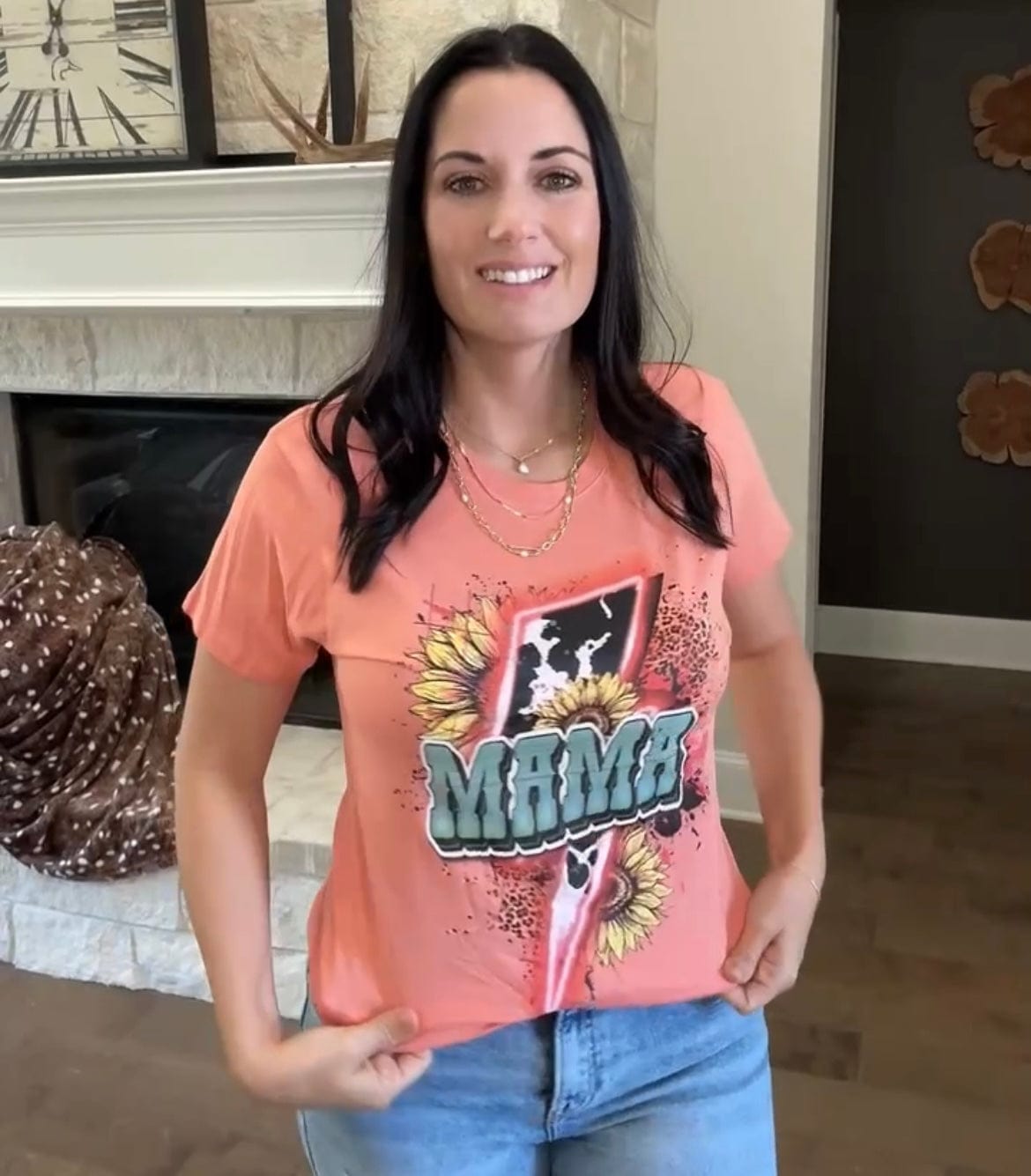 Envy Stylz Boutique Women - Apparel - Shirts - T-Shirts Mama Lightning Cow and Sunflower Graphic T-shirt