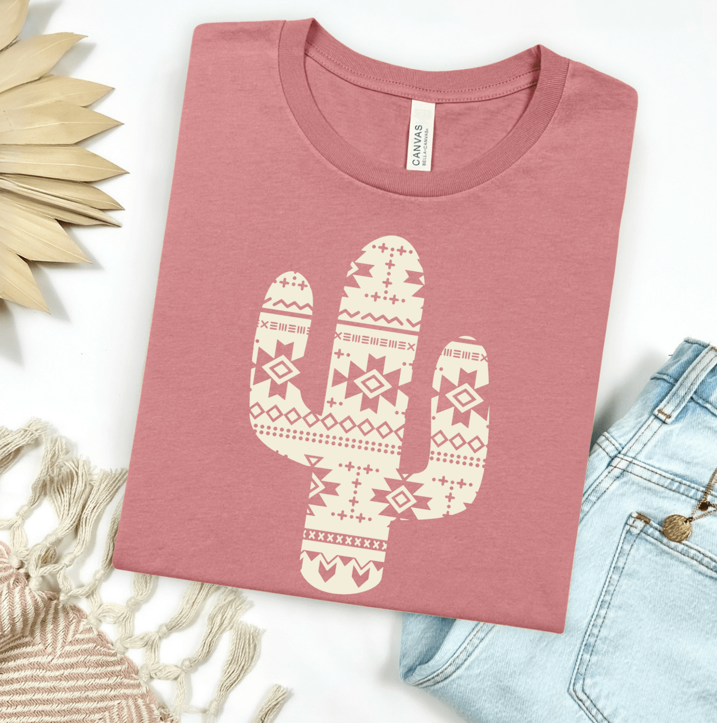 Envy Stylz Boutique Women - Apparel - Shirts - T-Shirts Mauve Aztec Cactus Soft Graphic Tee