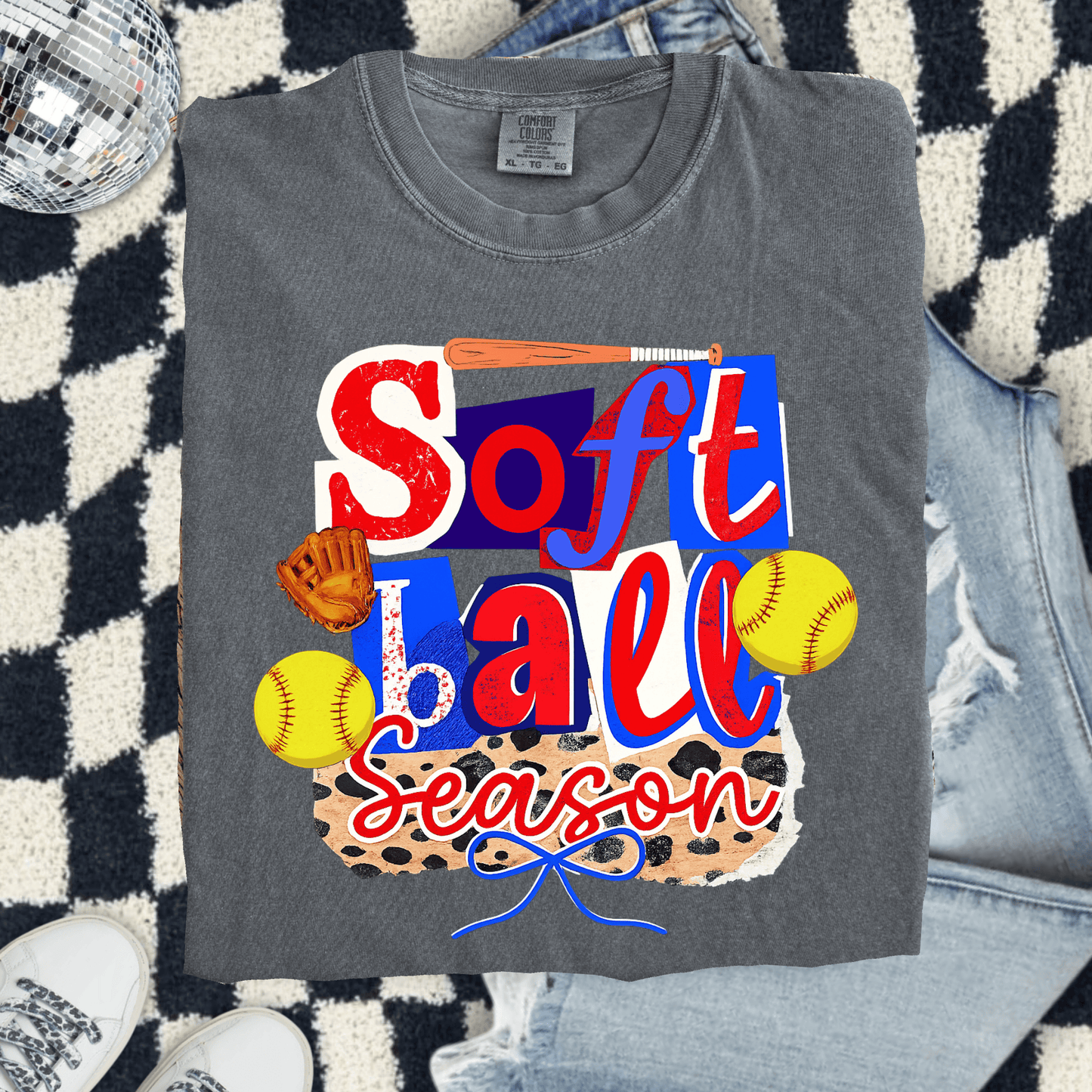 Envy Stylz Boutique Women - Apparel - Shirts - T-Shirts Softball Season Patchwork Graphic Tee