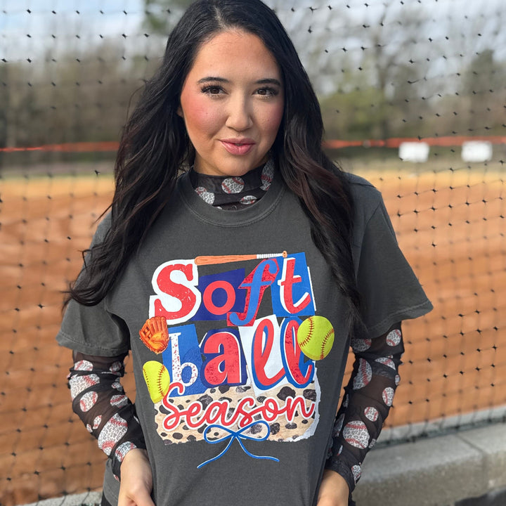Envy Stylz Boutique Women - Apparel - Shirts - T-Shirts Softball Season Patchwork Graphic Tee