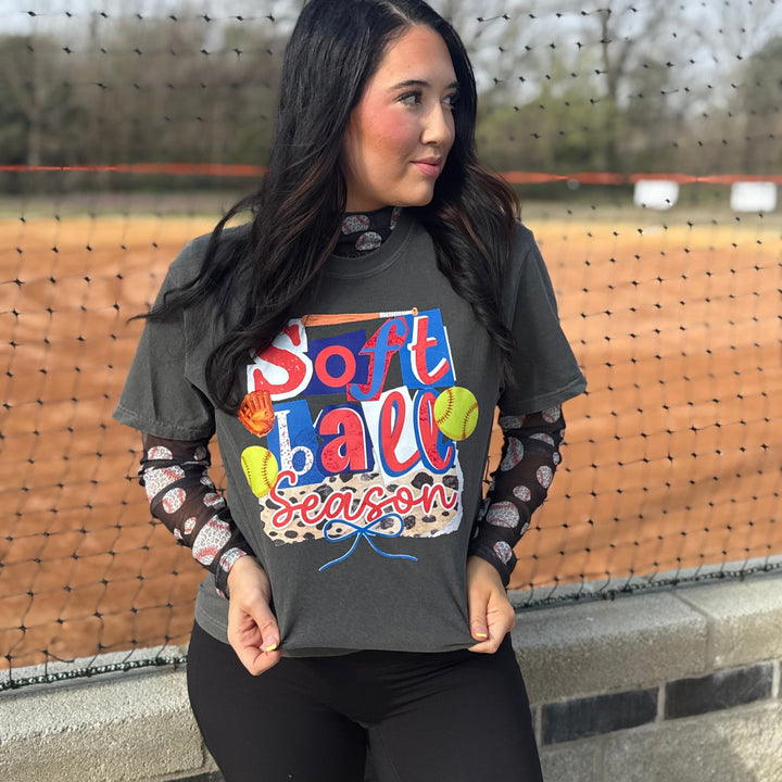 Envy Stylz Boutique Women - Apparel - Shirts - T-Shirts Softball Season Patchwork Graphic Tee