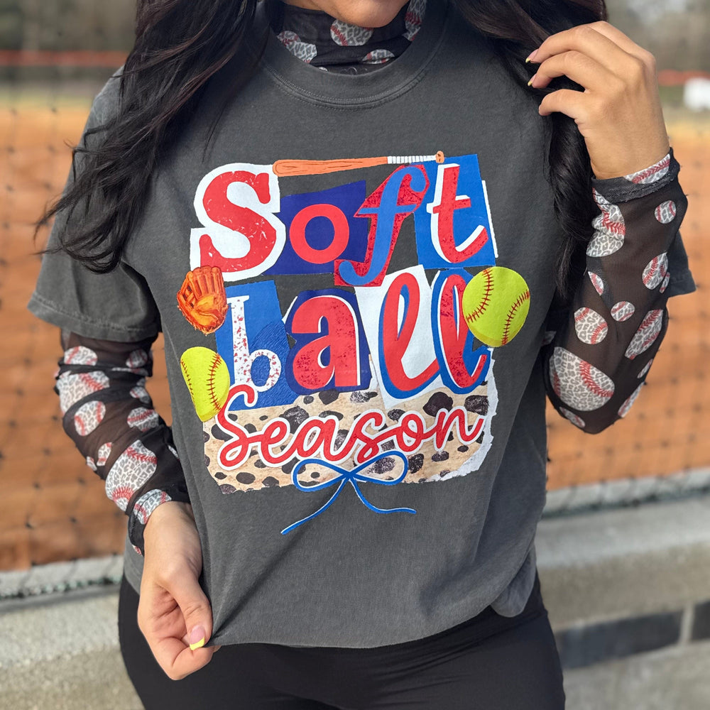Envy Stylz Boutique Women - Apparel - Shirts - T-Shirts Softball Season Patchwork Graphic Tee