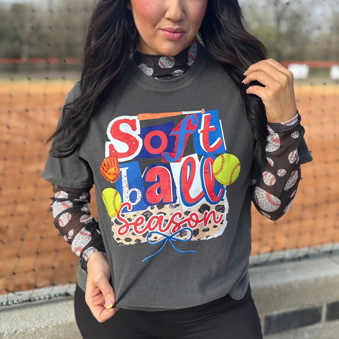 Envy Stylz Boutique Women - Apparel - Shirts - T-Shirts Softball Season Patchwork Graphic Tee