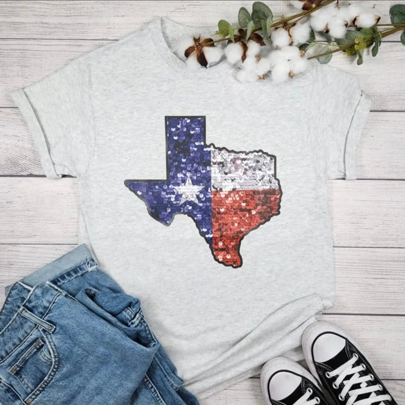 Texas Faux Sequin Graphic Tee - Envy Stylz Boutique
