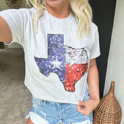 Envy Stylz Boutique Women - Apparel - Shirts - T-Shirts Texas Faux Sequin Graphic Tee