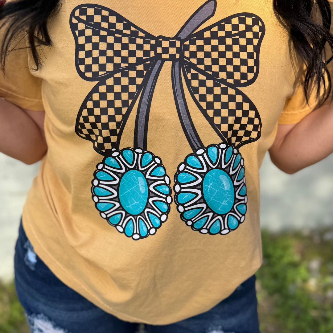 Envy Stylz Boutique Women - Apparel - Shirts - T-Shirts Turquoise Gem Cherries Graphic T-shirt