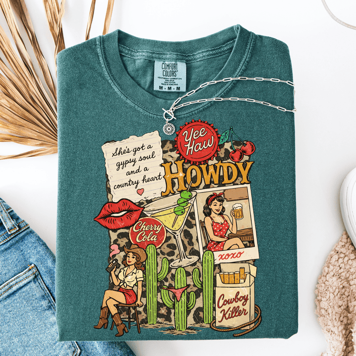 Envy Stylz Boutique Women - Apparel - Shirts - T-Shirts Yeehaw Howdy Collage Graphic Tee Shirt