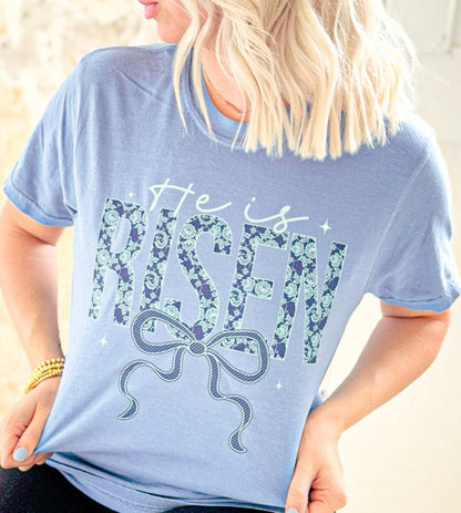 Envy Stylz Wholesale Women - Apparel - Shirts - T-Shirts Blue He Is Risen Graphic Tee