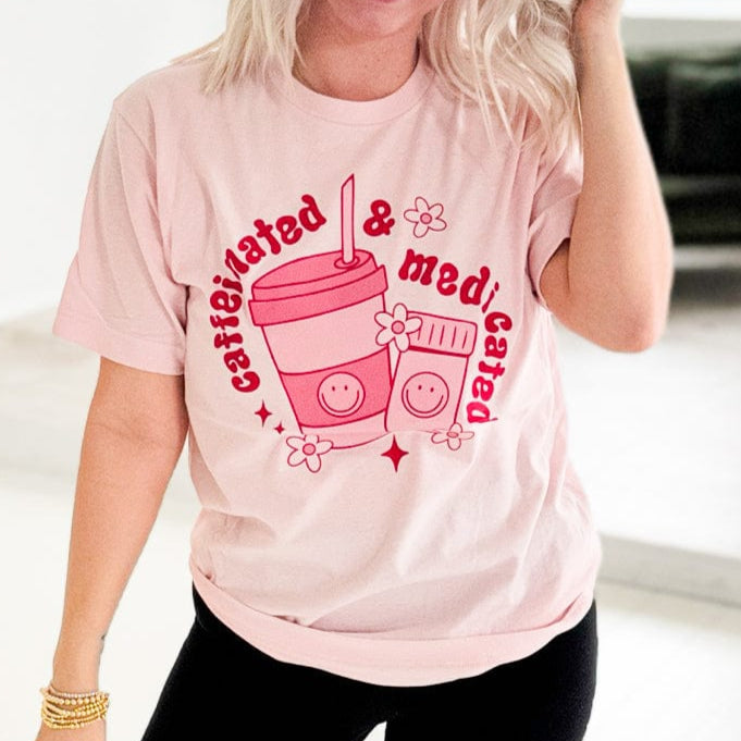 Envy Stylz Wholesale Women - Apparel - Shirts - T-Shirts Caffeinated &amp; Medicated Graphic Tee