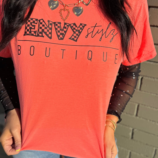 Envy Stylz Wholesale Women - Apparel - Shirts - T-Shirts Envy Stylz Checkered Logo Graphic Tee