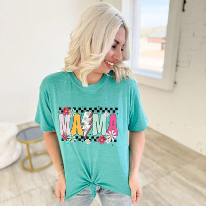 Envy Stylz Wholesale Women - Apparel - Shirts - T-Shirts Flower Power Checker Mama Graphic Tee