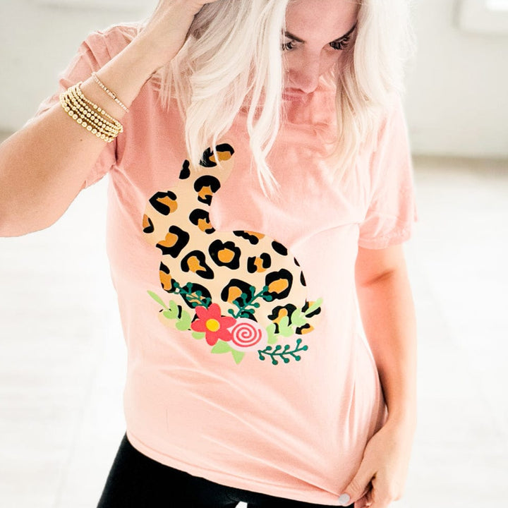 Envy Stylz Wholesale Women - Apparel - Shirts - T-Shirts Leopard Bunny Graphic Tee