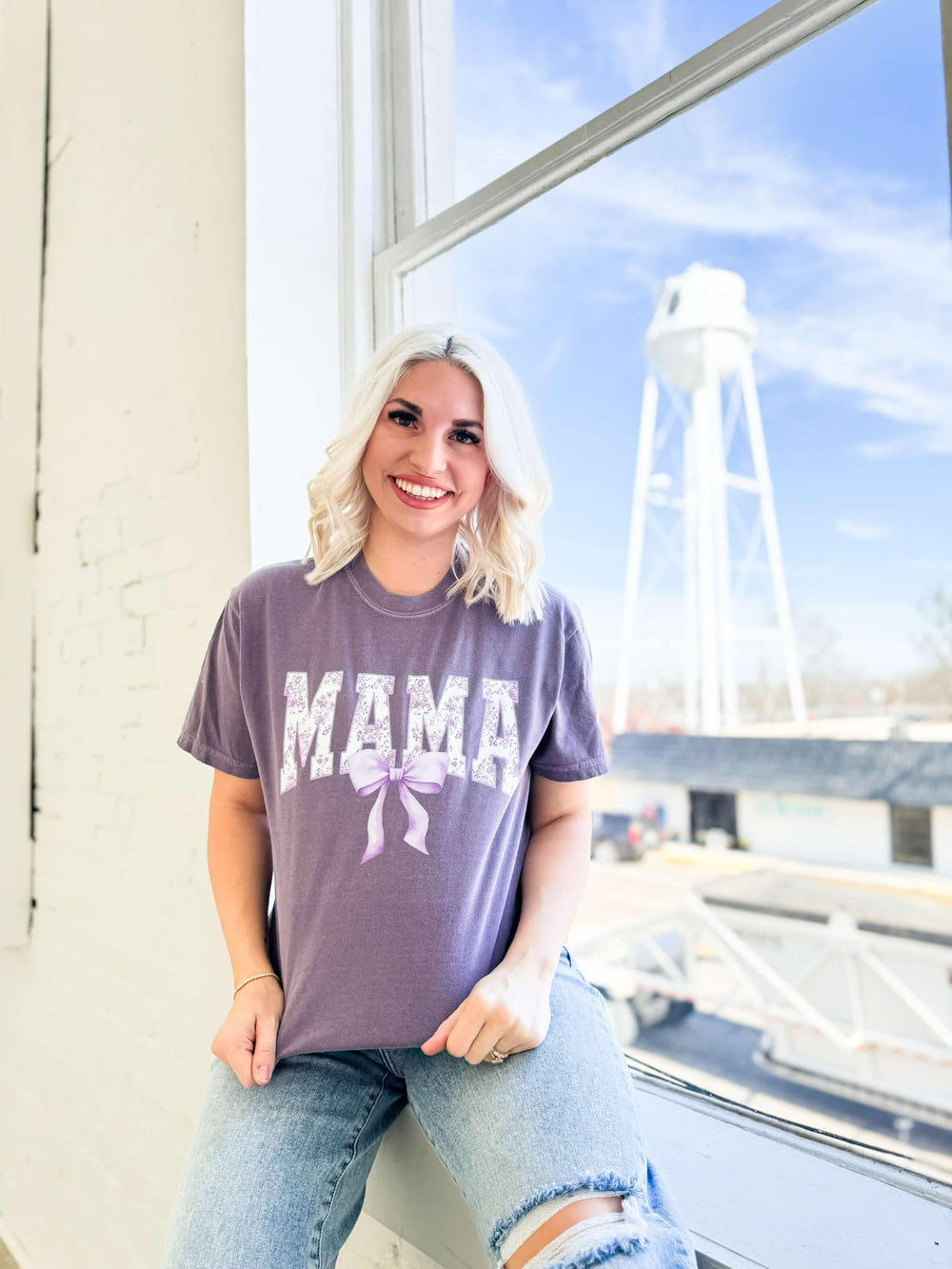 Envy Stylz Wholesale Women - Apparel - Shirts - T-Shirts Purple Mama Bow Graphic Tee
