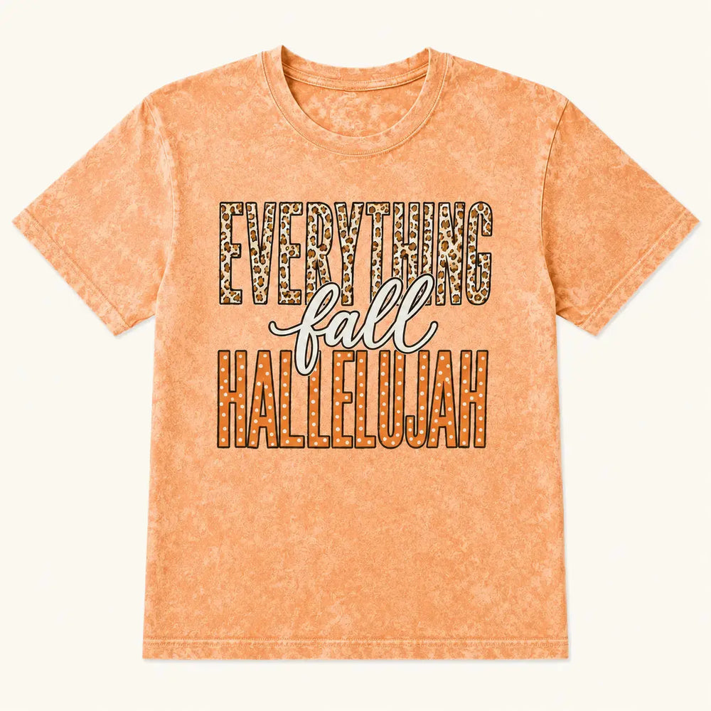 Everything Fall Hallelujah orange mineral wash tee, front product view
