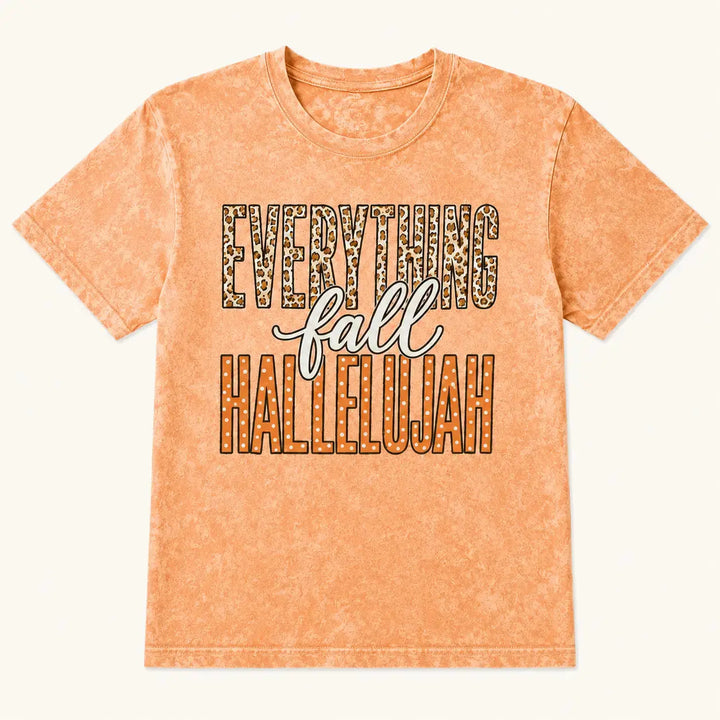 Everything Fall Hallelujah orange mineral wash tee, front product view