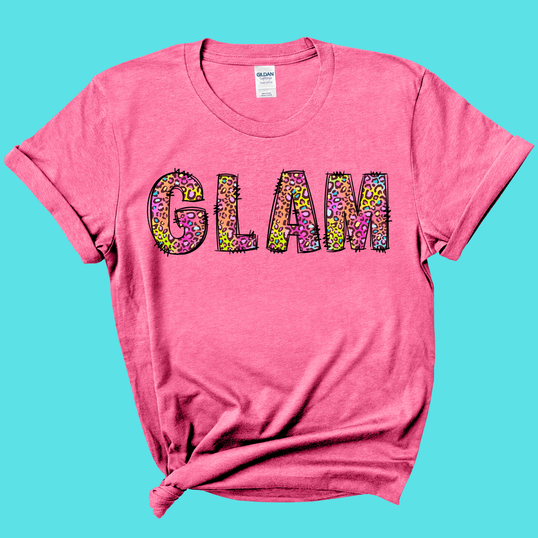 FestiviTees Apparel & Accessories > Clothing > Shirts & Tops Glam Rainbow Leopard Graphic Tee