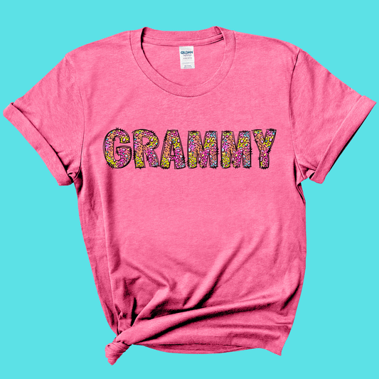 FestiviTees Apparel & Accessories > Clothing > Shirts & Tops Grammy Rainbow Leopard Graphic Tee