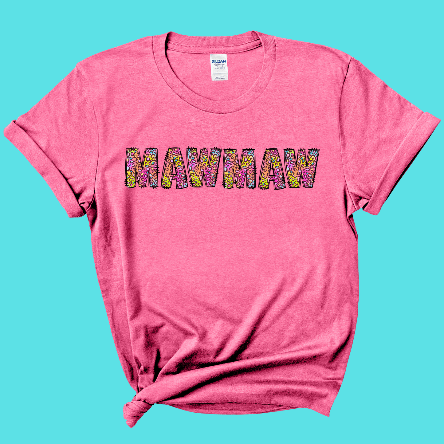 FestiviTees Apparel & Accessories > Clothing > Shirts & Tops MawMaw Rainbow Leopard Graphic Tee
