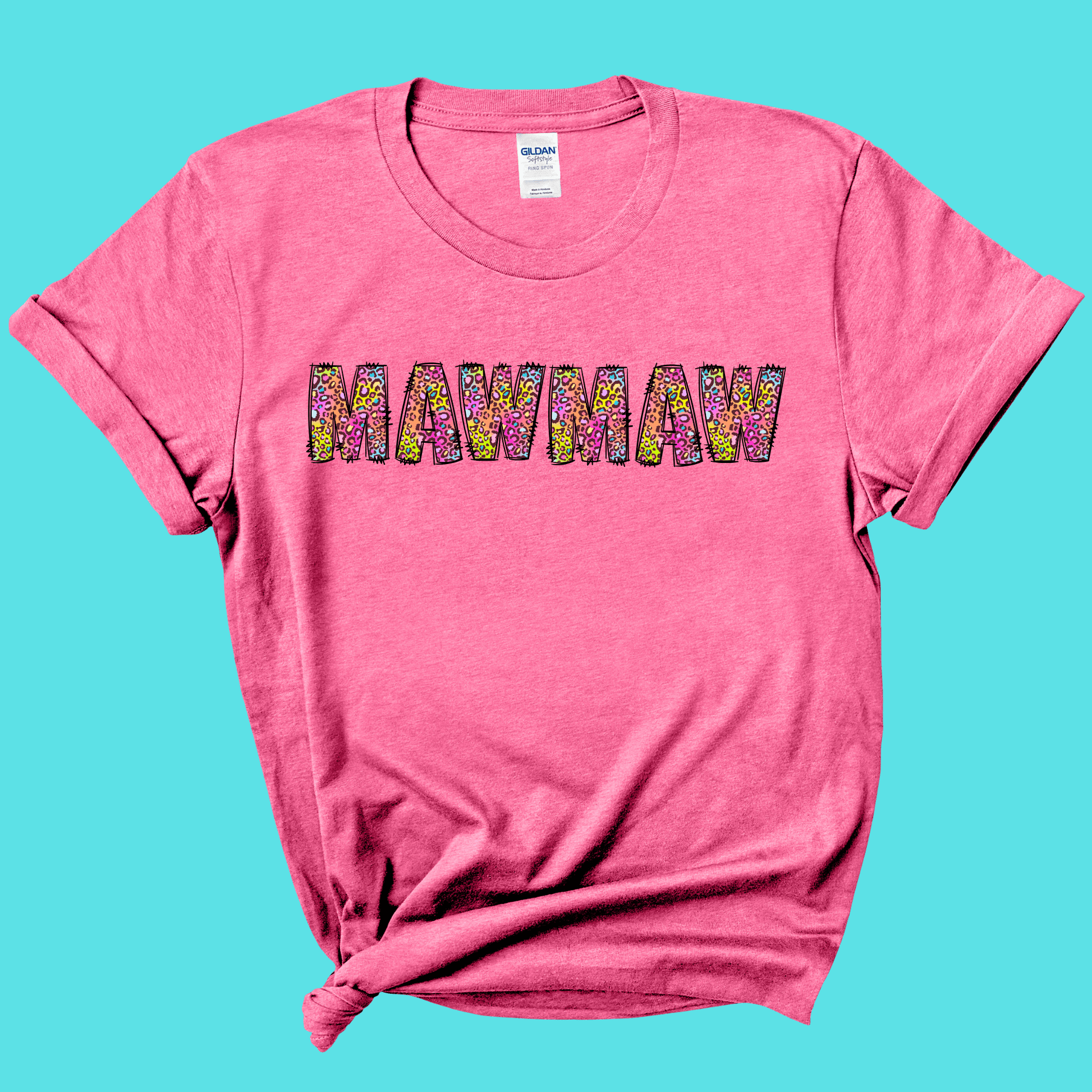 FestiviTees Apparel & Accessories > Clothing > Shirts & Tops MawMaw Rainbow Leopard Graphic Tee