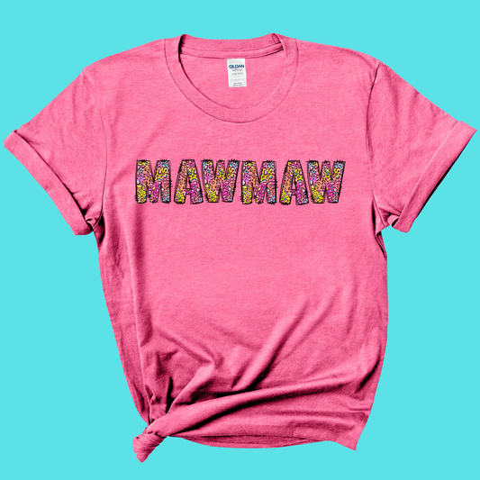 FestiviTees Apparel & Accessories > Clothing > Shirts & Tops MawMaw Rainbow Leopard Graphic Tee