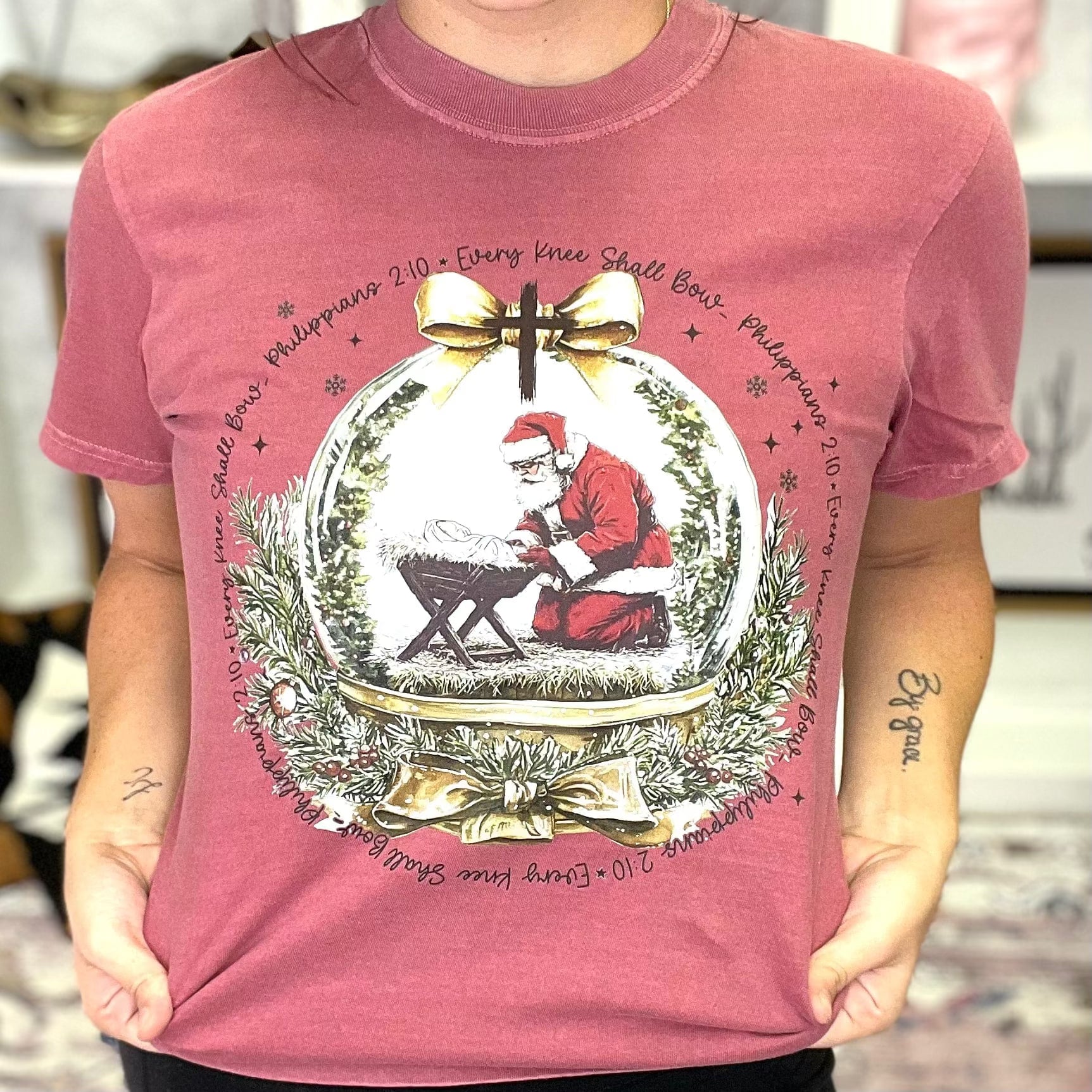 FestiviTees Women - Apparel - Shirts - T-Shirts Baby Jesus & Santa Graphic Tee