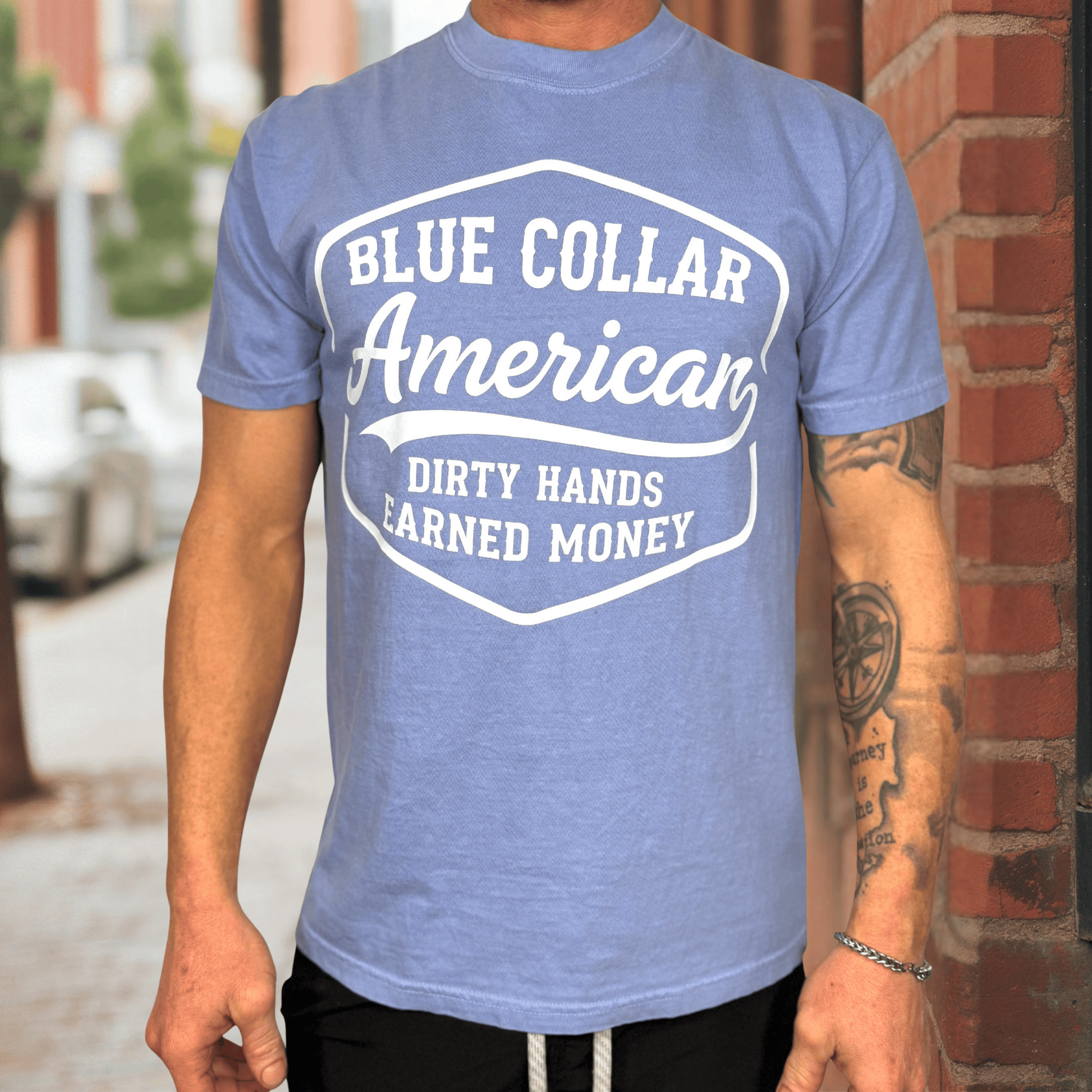 FestiviTees Women - Apparel - Shirts - T-Shirts Blue Collar American Graphic Tee