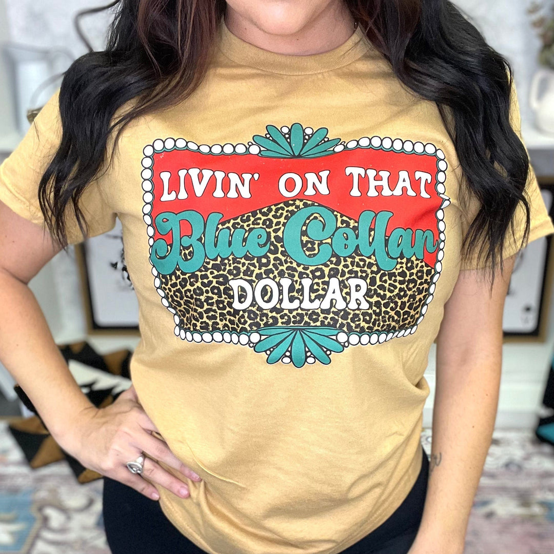 FestiviTees Women - Apparel - Shirts - T-Shirts Blue Collar Dollar Graphic Tee
