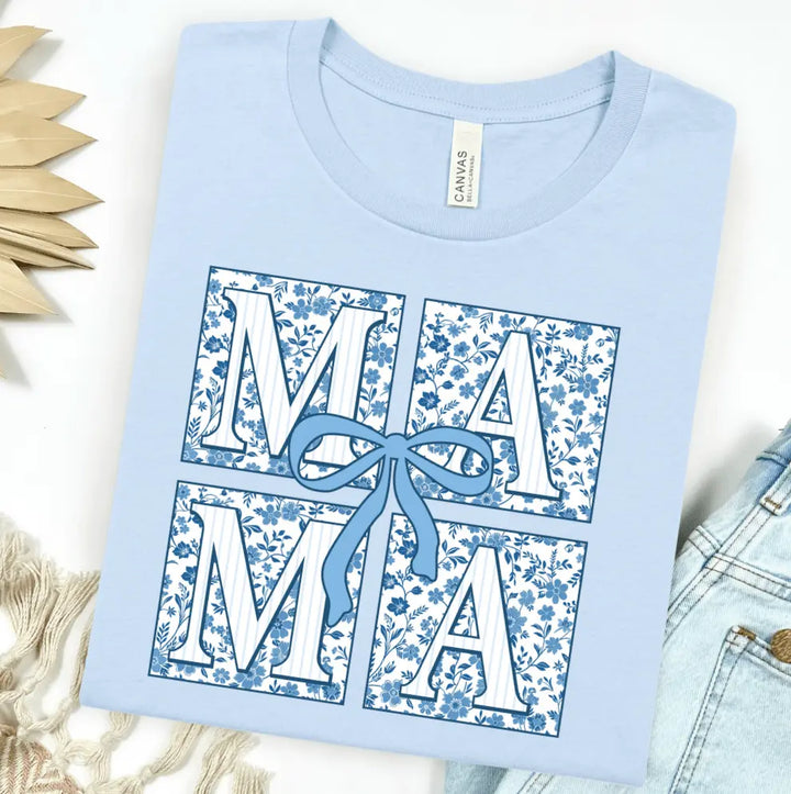 Envy Stylz Boutique Women - Apparel - Shirts - T-Shirts Blue Floral Mama Square Graphic Tee