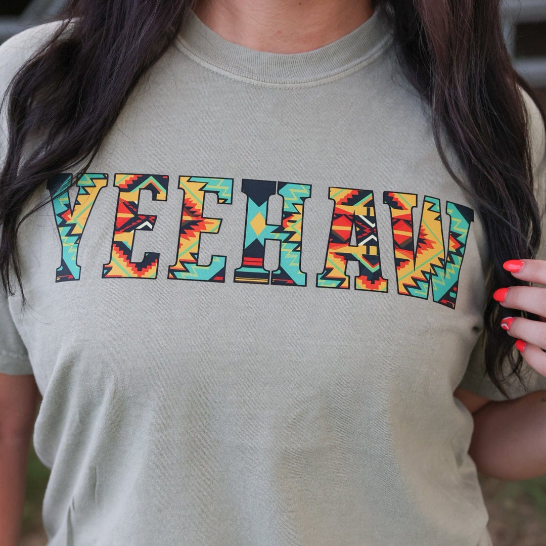 FestiviTees Women - Apparel - Shirts - T-Shirts Bold Aztec Yeehaw Soft Graphic Tee