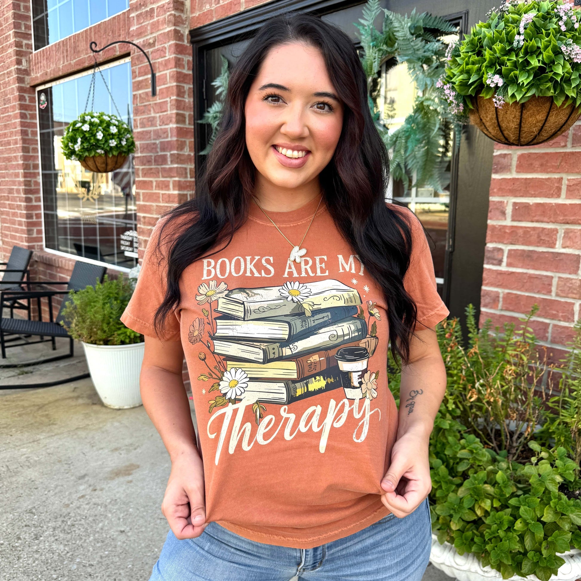 FestiviTees Women - Apparel - Shirts - T-Shirts Books Are My Therapy Graphic Tee